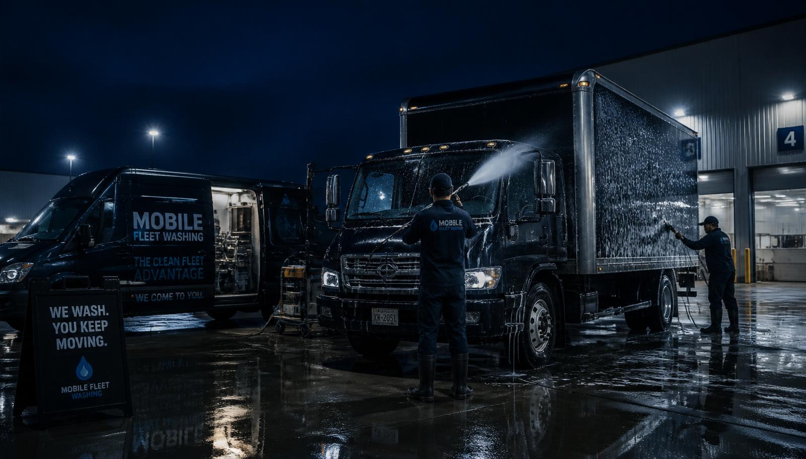 Mobile fleet washing service on-site